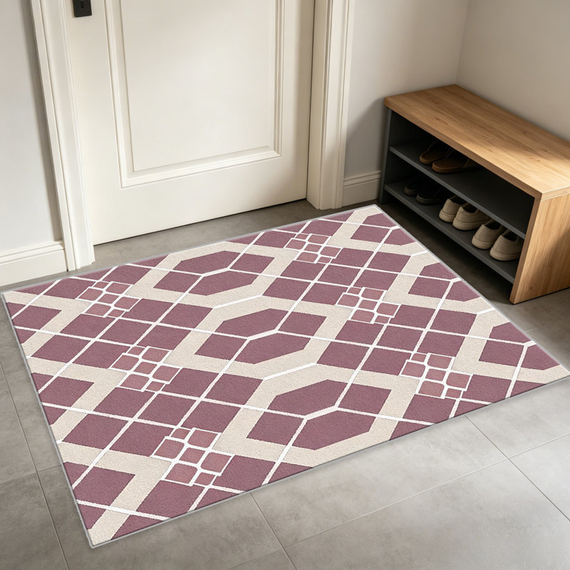 Mauve Lattice carpet-easy to clean, machine-washable, soft and comfortable; suitable for door mats, kitchens, living rooms, bedrooms, corridors, and laundry areas. Easy to clean, durable carpet for home decoration.
