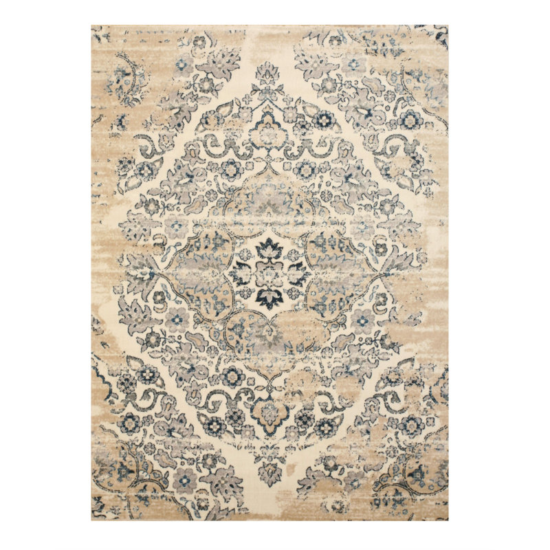 Stylish and Durable Lecuyer Hand Woven Classic Pattern Oriental Wool Ivory Grey Rectangle Area Rugs, Rectangle 4'3" x 5'10"