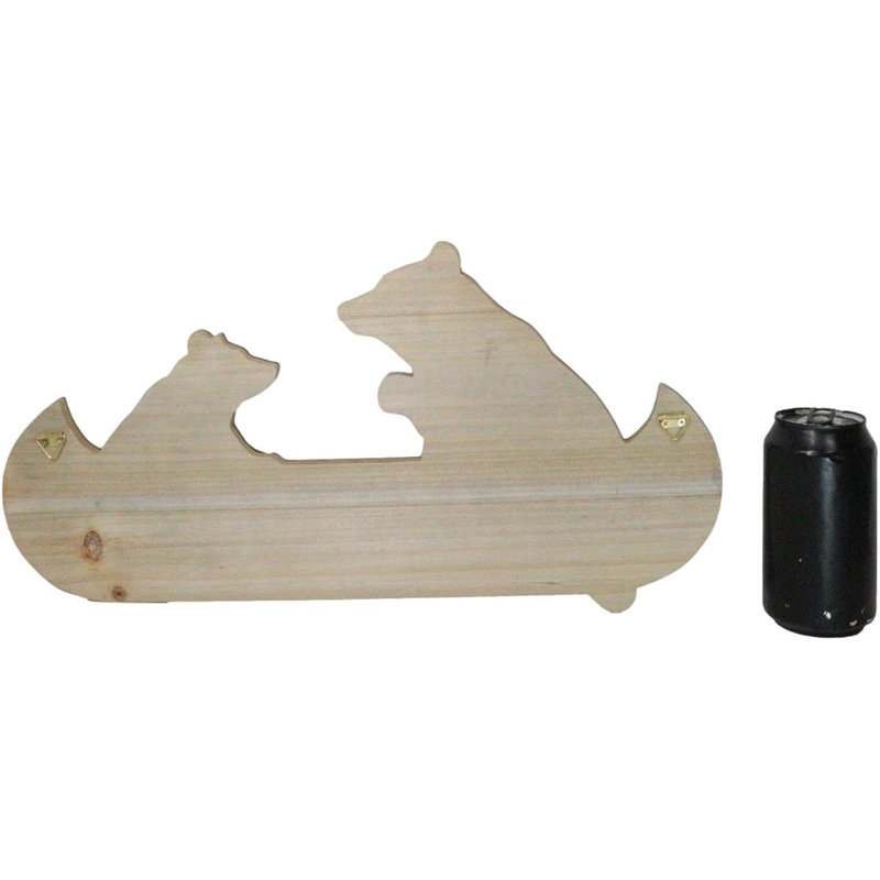 Rustic Father Bear With Cub Rowing Red Canoe Boat Welcome MDF Wall Decor Plaque