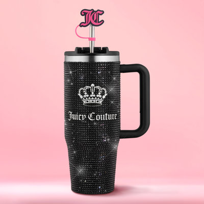 Gobelet en acier inoxydable avec poignée et paille JC Diamond Bling 30 oz