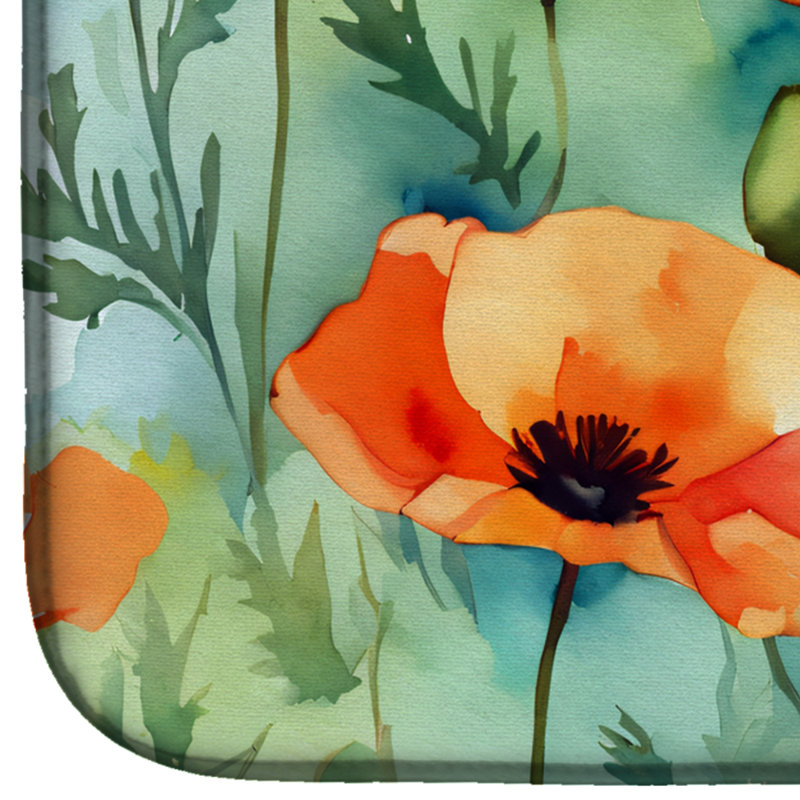 California California Poppies dans un tapis de séchage à l'aquarelle
