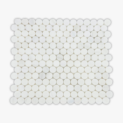 Bianco Dolomiti 12" x 14" Marble Penny round Mosaic Wall & Floor Tile