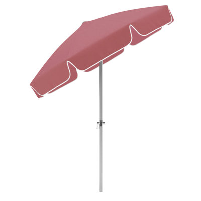 7.5' Silver Patio Umbrella With Fiberglass Ribs And Push Button Tilt In Hot Pink Sunbrella