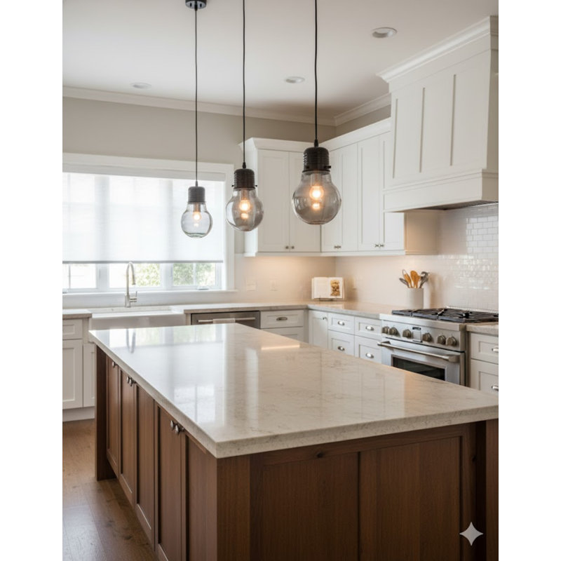 1-Light Black Frame Single Bulb Pendant