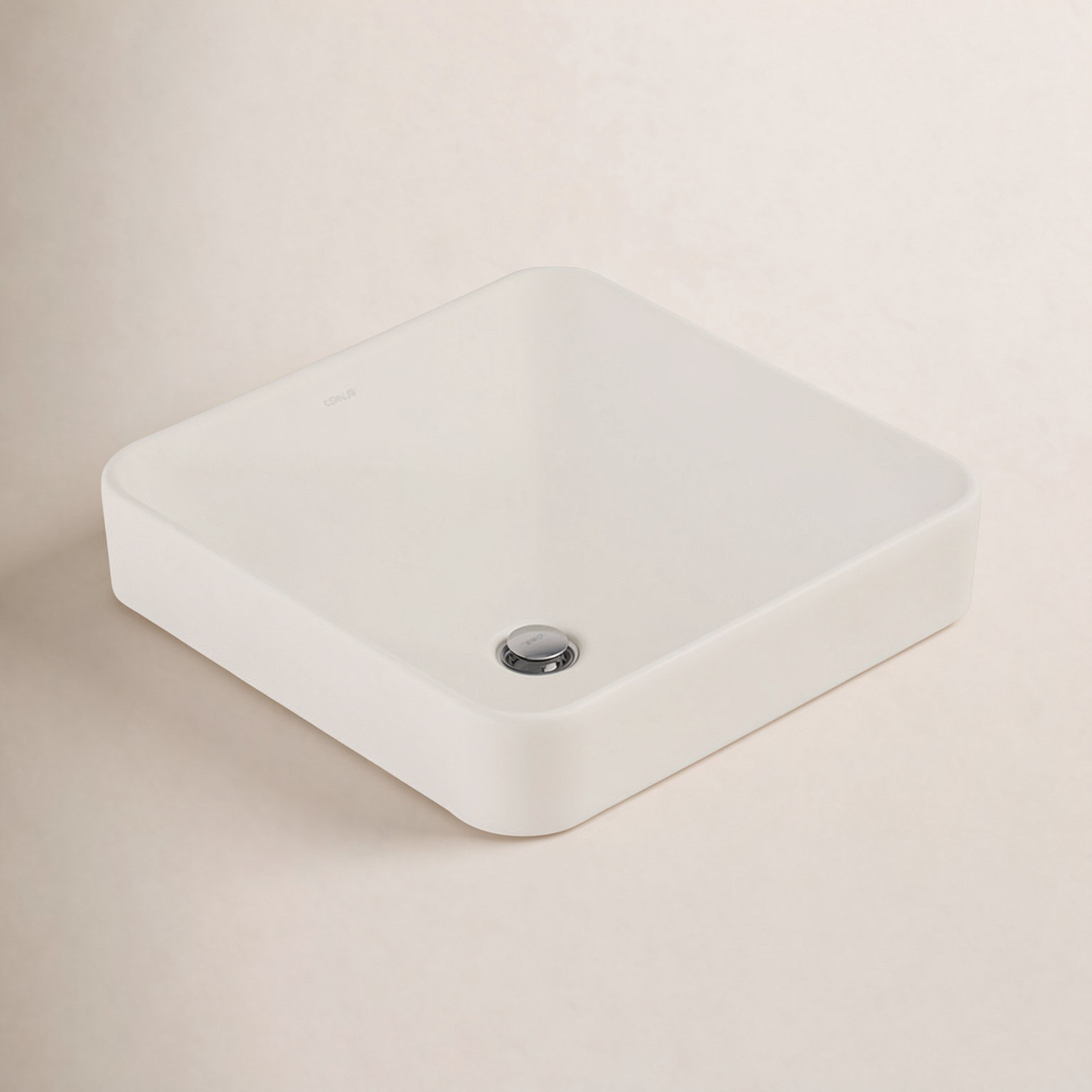 Vox Square Vessel Bathroom Sink, Biscuit