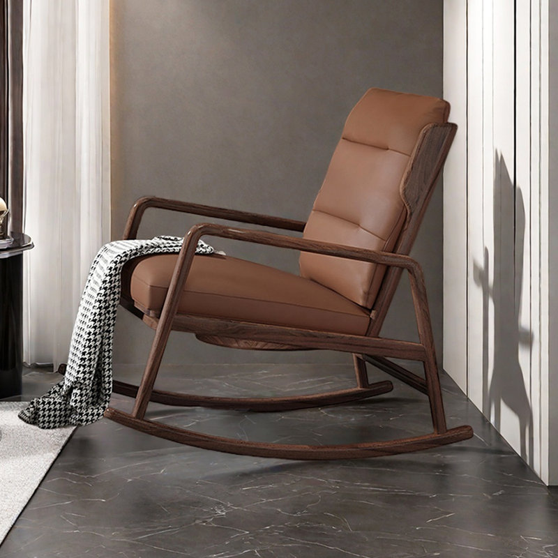 Chaise berçante simple de salon en bois massif