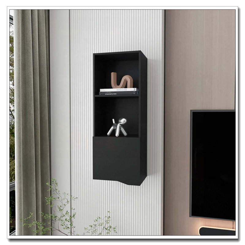 Armoire murale noire avec une porte, Black