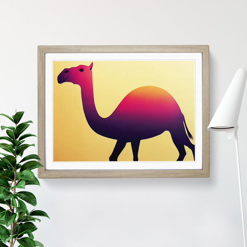 Epic Camel - Single Picture Frame Print, 25cm H x 34cm W, Oak