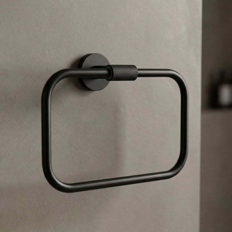 Forward Square Towel Ring, Black