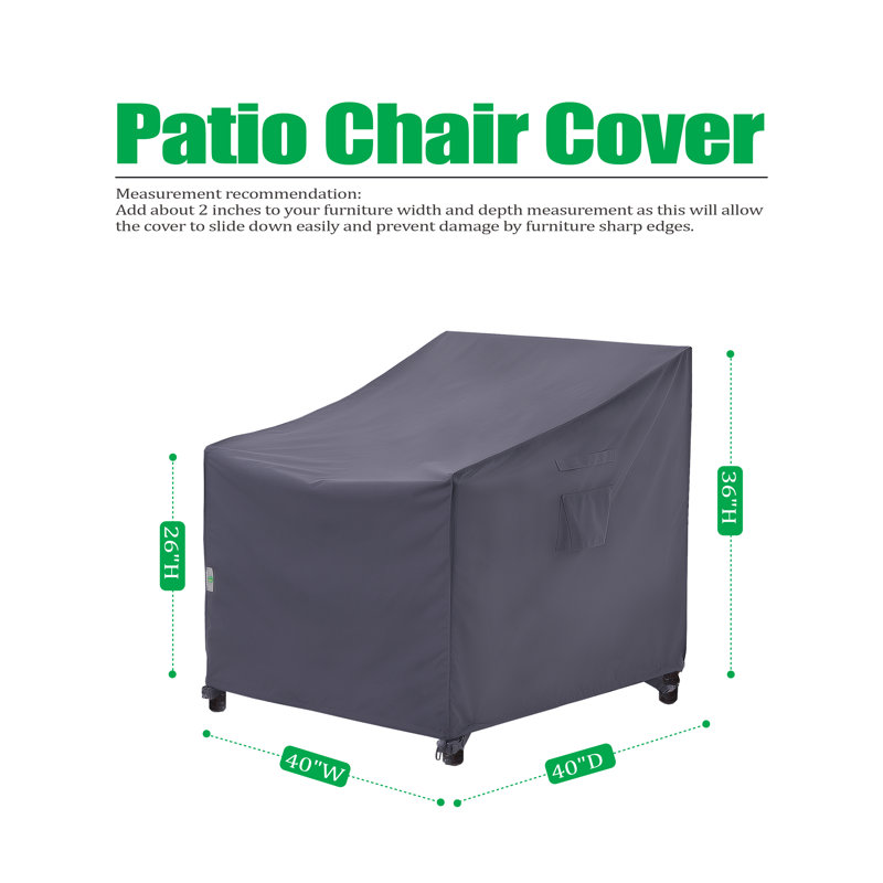 Premium Waterproof Outdoor Patio Chair Cover: Latest Rip-Stop Fabric, 3-Year Warranty, Gray, 36" H x 40" W x 40" D
