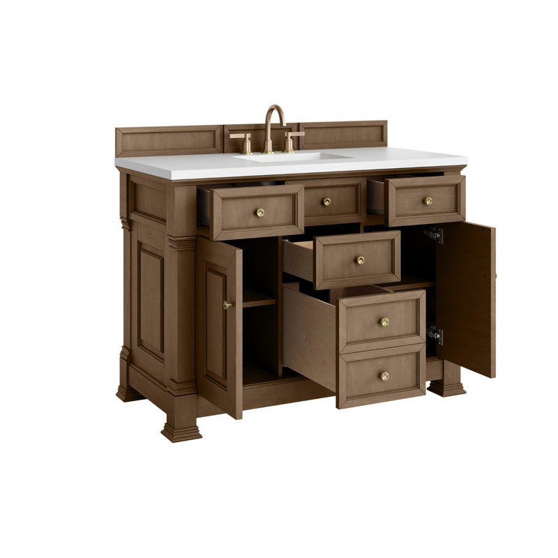 Brookfield 48'' W Single Vanity, White Zeus, Pecan, Widespread