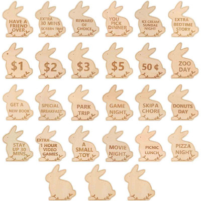 Easter Decorations Kids Easter Eggs Fillers Wooden Easter Award Tokens Easter Prize Coin