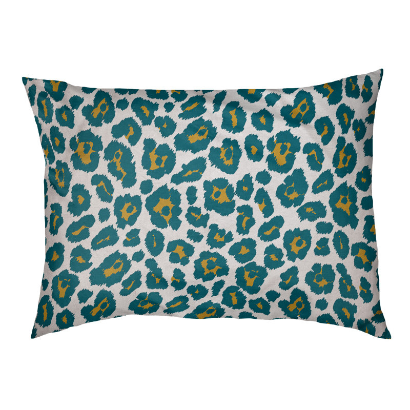 Coussin d'extérieur Indianapolis, Très grand (l 40 po x P 50 po x H 6 po), Blanc / doré / bleu sarcelle