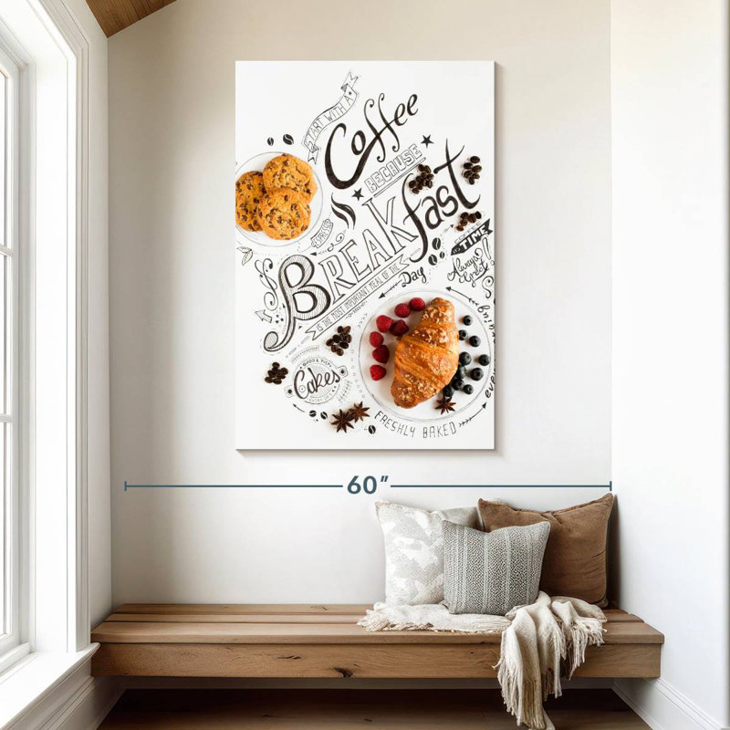 Yarlin Breakfast Typography Pastries, 48" H x 32" W