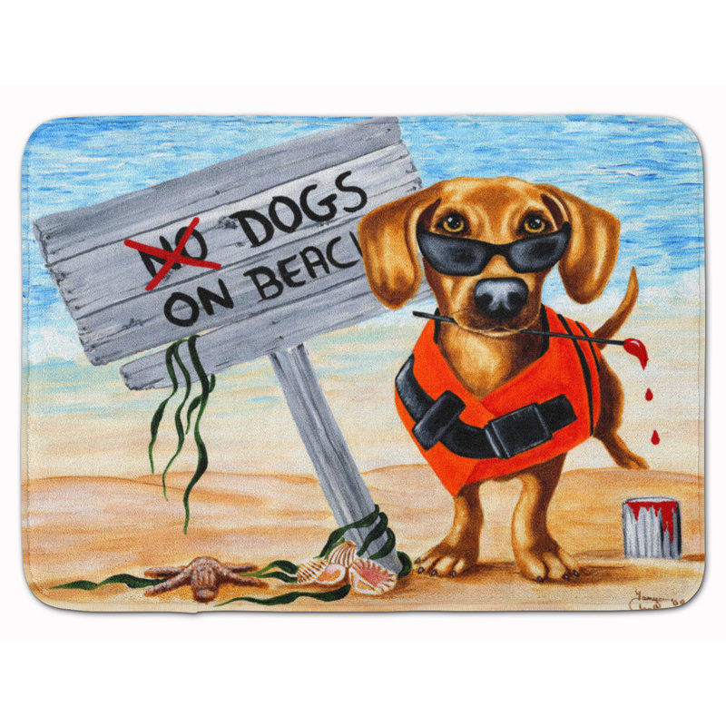 Tapis pour salle de bain en mousse à mémoire de forme teckel dog beach