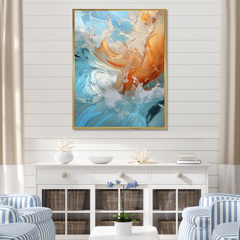 Jaeleah Beach, Oceanic Rhythms, impression sur toile, H 32 po x l 24 po x P 1 po, Cadre flottant doré