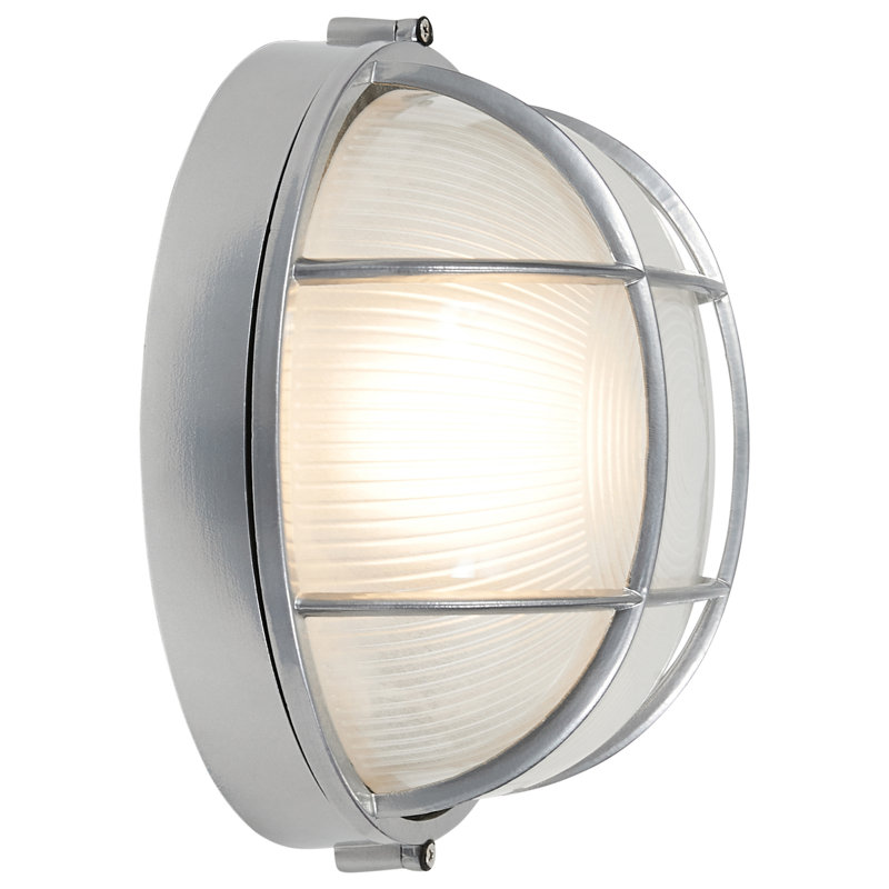 Zurcher 1 - Bulb Outdoor Bulkhead Light, Satin Nickel, 9.5" H x 10" W x 5" D