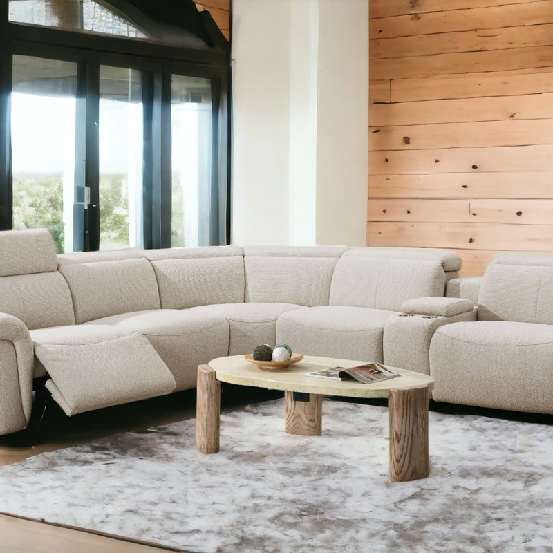 Canapé modulaire inclinable électrique Boucle pour 5 personnes avec porte-gobelet et appui-tête réglable
