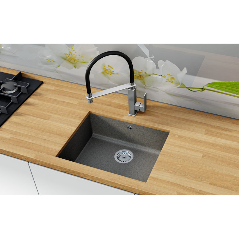 Myles Single Bowl Undermount Kitchen Sink, Spotted Grey