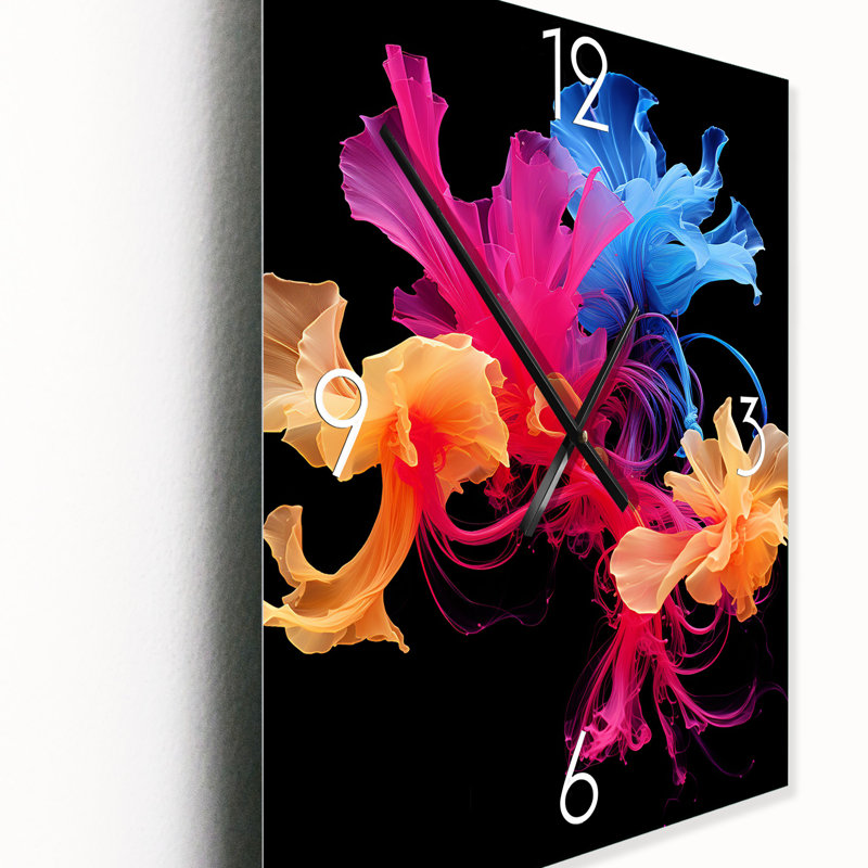 Liquid Ink Abstraction Pink Blue - Abstract Liquid Ink Wall Clock Oversized, 32" H x 24" W x 1" D