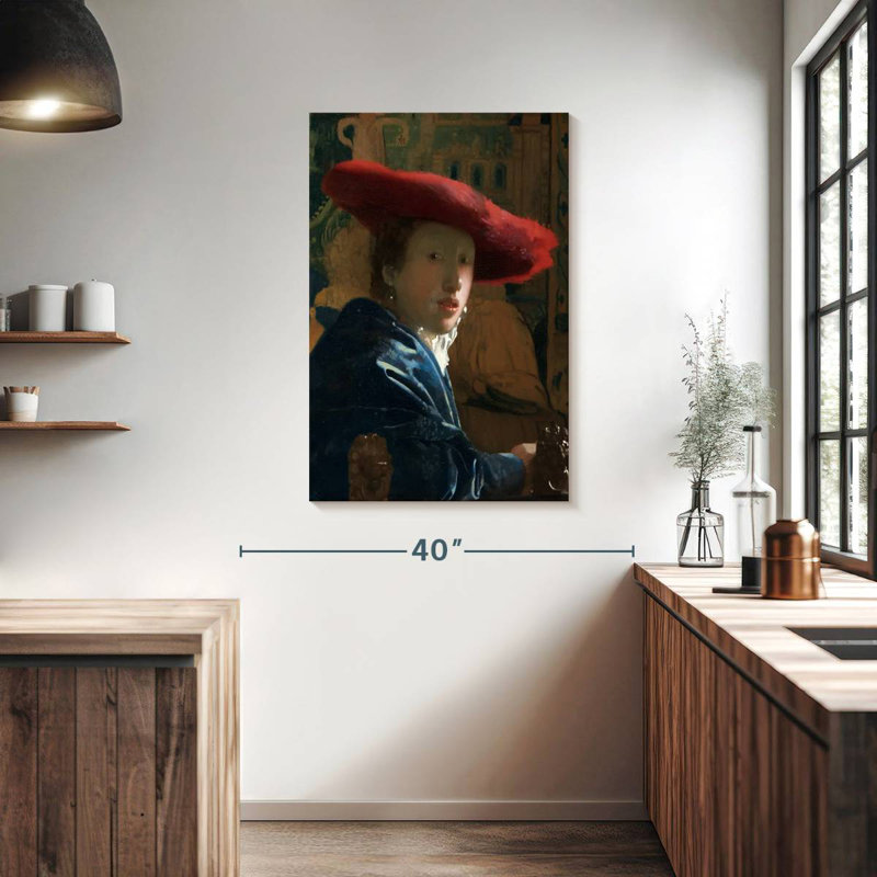 Fille Leisha avec un chapeau rouge, H 39 po x l 26 po