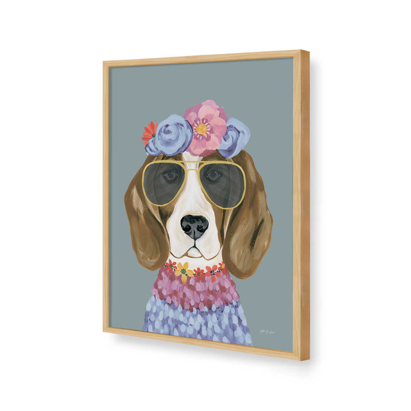 «Regal Beagle v2» par Yvette St. Amant, reproduction d'art, 18 W x 24 H, Tan, Framed Print