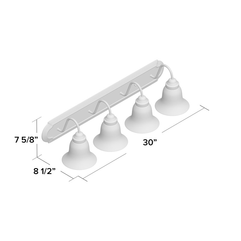 Turcotte 4 - Light Dimmable Vanity Light, 100 Watt, Brushed Nickel, Frosted White