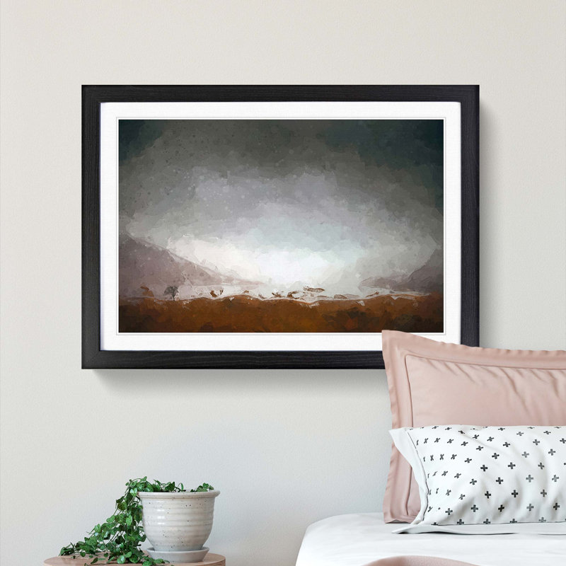 View of Stirling in Scotland in Abstract - Picture Frame Graphic Art Print, 40cm H x 60cm W x 2cm D, Black