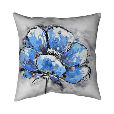 Abstract blue petals - 20"x20" Outdoors Throw pillow - Spun poly - Print on demand