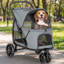 Poussette pliable pour animal de compagnie, poussette 3 roues, fenêtre en filet, coussin lavable, pour chiens de taille moyenne-132273933