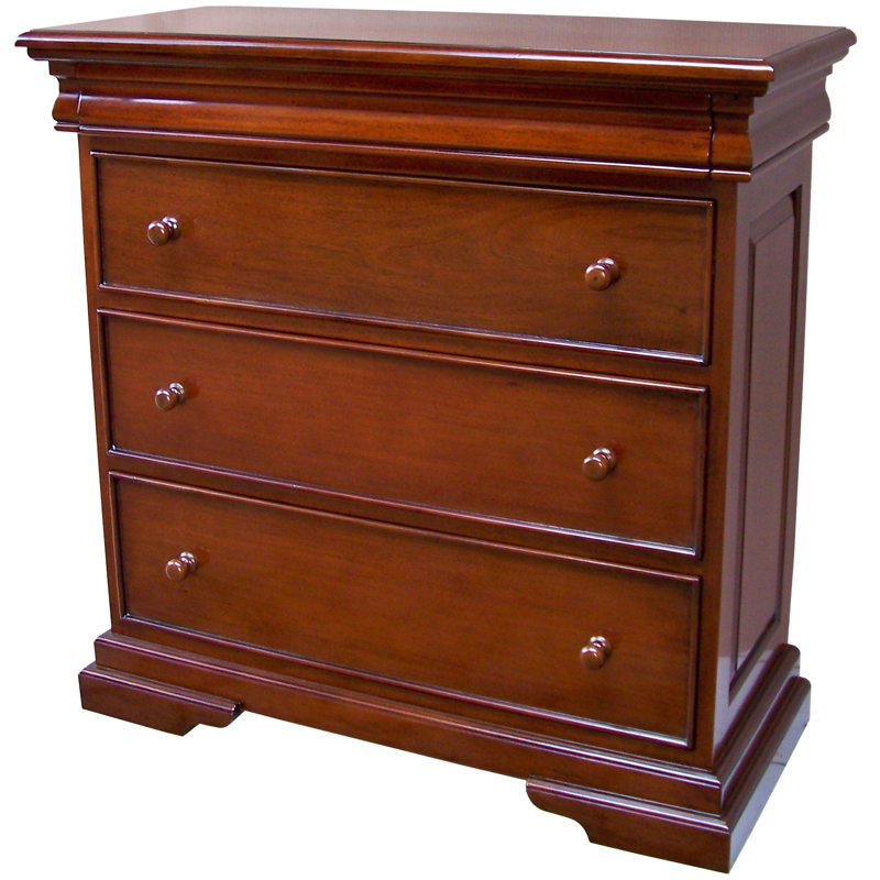 Hellenic Solid Wood 105cm W 3 - Drawer Chest of Drawers, Wax Polish