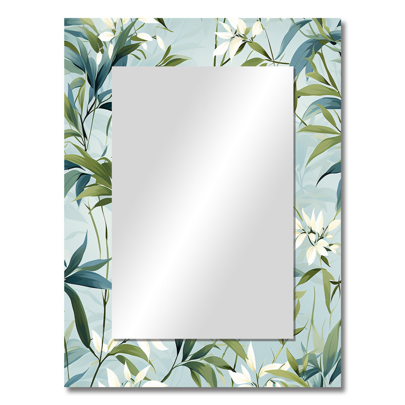 Ahnaleigh bambou tranquillité motif tropical - grand miroir mural tropical, miroir décoratif tropical, impression d'art en métal