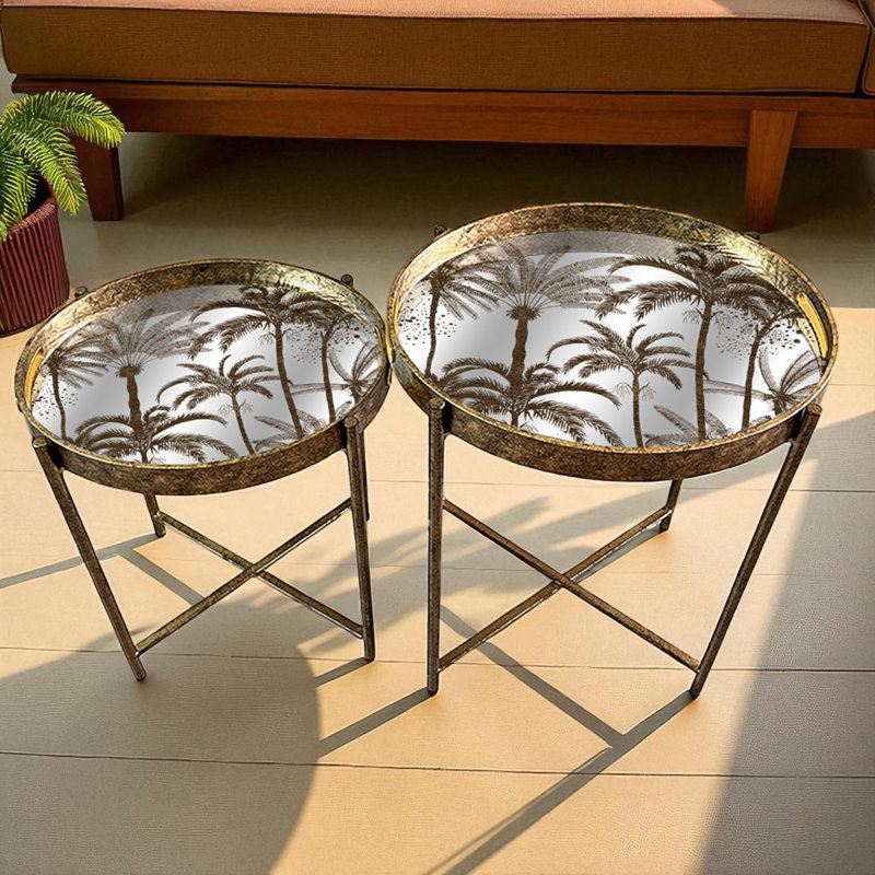 Glass Top Side Table Set
