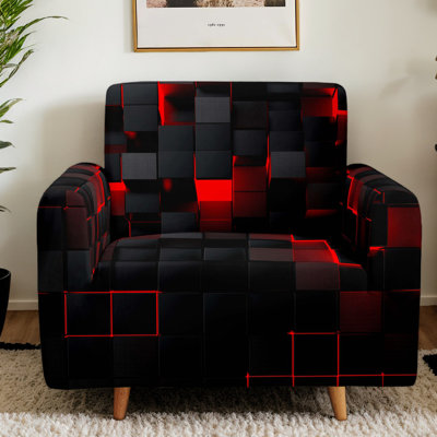 Housse extensible noire et rouge pour canapé 3D, impression numérique en microfibre, housse de protection antidérapante lavable à la machine, convient à une chaise, une causeuse, un canapé et un canapé XL