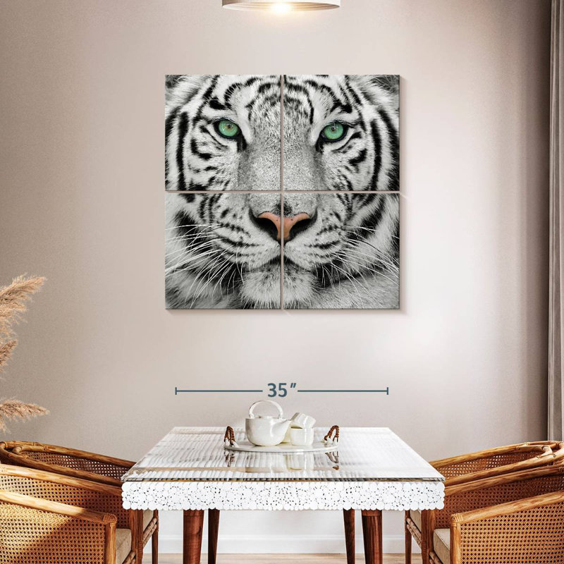 Tigre blanc aux yeux verts Brampt, H 38 po x l 38 po
