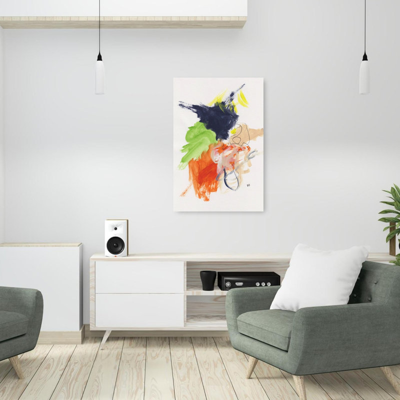 «Vibrant Abstract Gestures», art abstrait coloré et audacieux, 36" H x 24" W