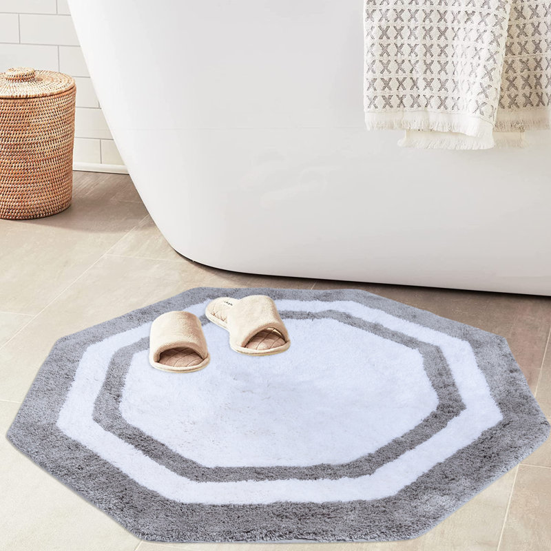 Tapis de bain 100% coton Ipke, Gris / centre blanc