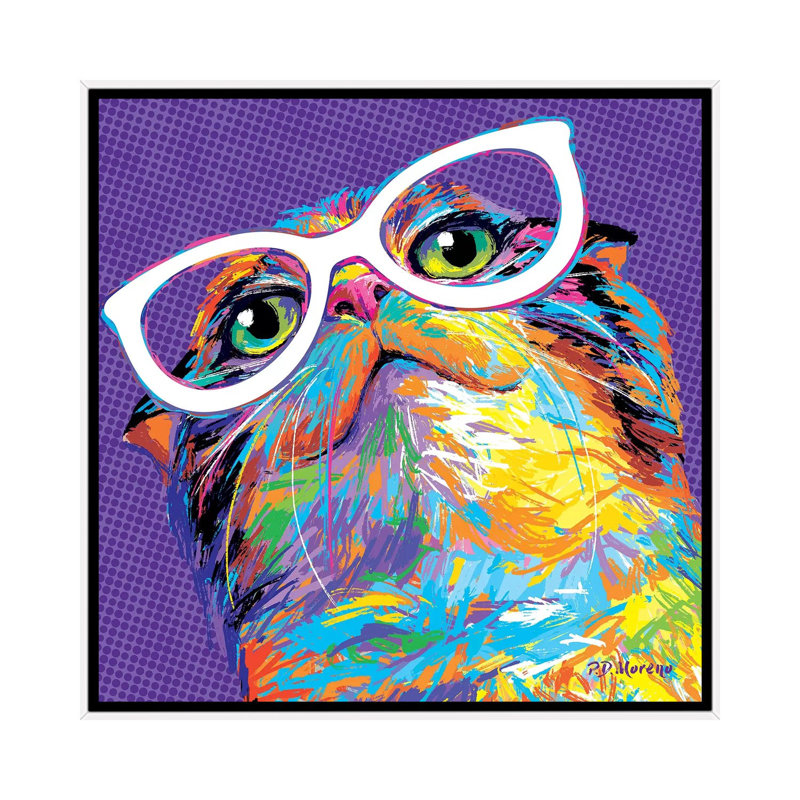 Felix by P.D. Moreno - Print on Canvas, 45.72 cm H x 45.72 cm W, White Framed