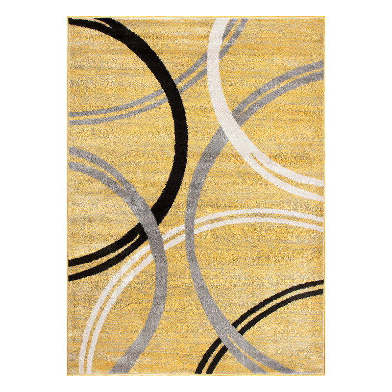 Tapis à motif géométrique Arnaldur, Rectangle 9 pi x 12 pi, Yellow