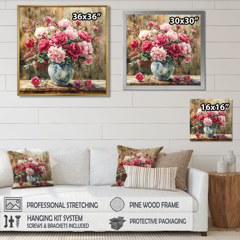 «Rustic Romance Bouquet Of Roses I», art mural assorti, H 16 po x l 16 po, Toile tendue, Ne s’applique pas