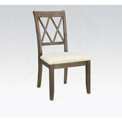 Ensemble de 2 chaises d'appoint en lin beige et brun récupéré