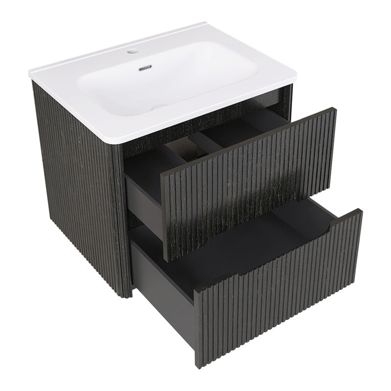 Meuble-lavabo simple 24 po avec lavabo, Noir