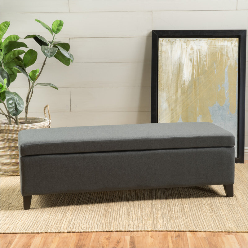 Grand rangement/repose-pieds rectangulaire de 50,5 po Afrim, Mélange de polyester gris foncé