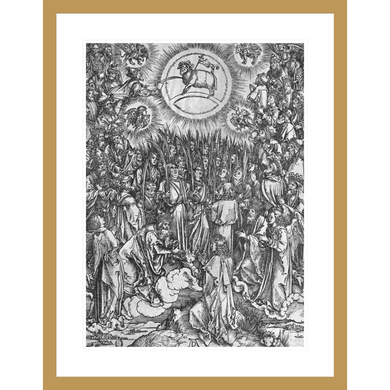 Scène de l'Apocalypse «Adoration of the Lamb», édition allemande par Albrecht Dürer, impression giclée encadrée