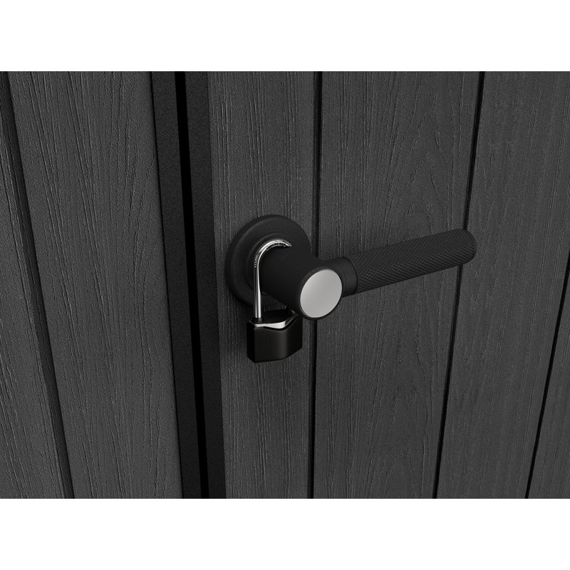 Remise de rangement extérieure en résine durable Keter Newton Plus avec plancher et portes doubles pour meubles de jardin et outils, gris graphite (6 tailles disponibles)