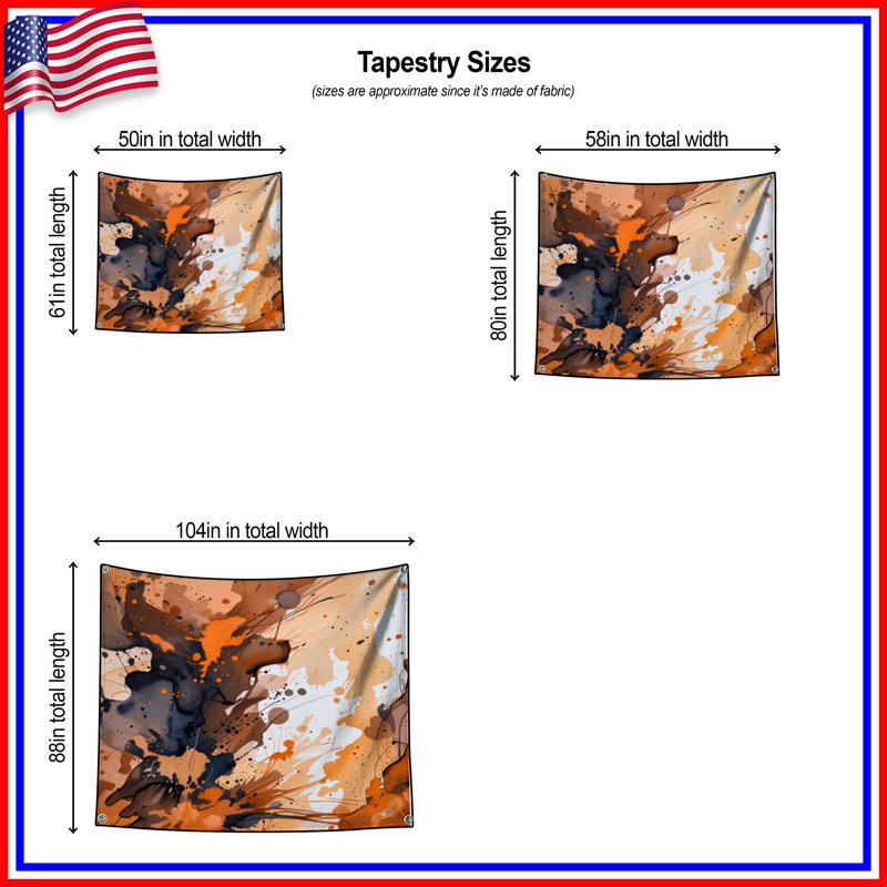 Tapisserie abstraite "Splatter" - Art mural, 68in H x80in W with 4 Grommets