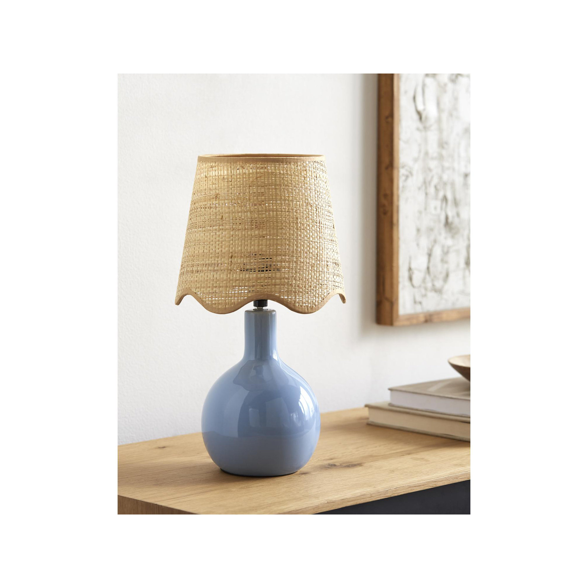 Maura Accent Table Lamp, 15"H x 9"W x 9"D, Tan, Blue