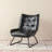 Mid-Century Modern Black Leatherette Wingback Accent Chair With Metal Legs