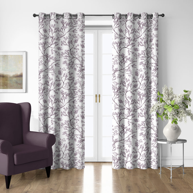 Tinsley Plum Cotton Grommet Top Drapery Panel Set of 2, 50" W x 180" L