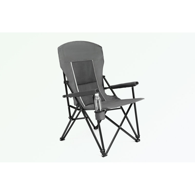 High Back Duty Lawn Chair with Cup Holder, Gray